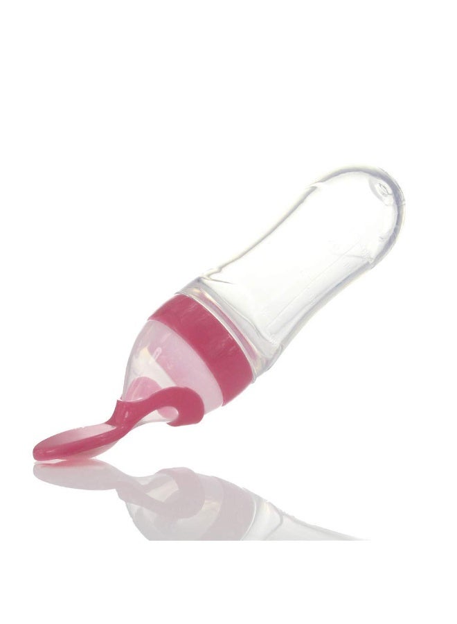 Daytoyz Silicone Squeeze Bottle Spoon Baby Feeding Cereal, Rice, Supplement with Dispensing Feeder, Food Dispensing Spoon, Infant Newborn Toddler Food Supplement Set- 90ml Pink - Image 2